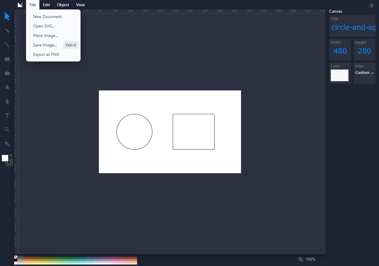 Method DrawのFileメニューを開いた実画面。Save ImageとExport as PNGが別に並ぶ